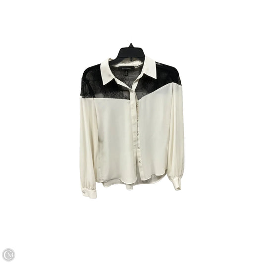 Blouse Long Sleeve By White House Black Market In Black & White, Size: Xs