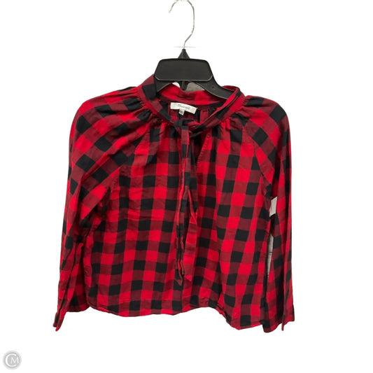 Top Long Sleeve By Madewell In Plaid Pattern, Size: S
