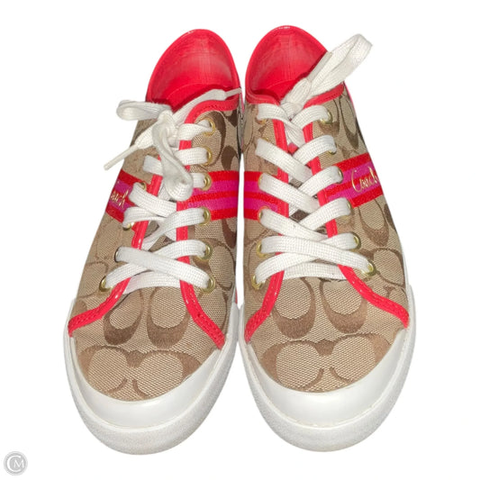 Shoes Designer By Coach In Brown & Red, Size: 6.5