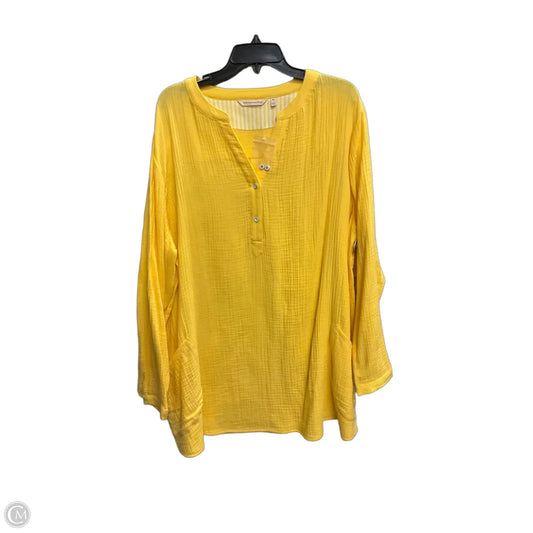 Top 3/4 Sleeve By Soft Surroundings In Yellow, Size: 3x