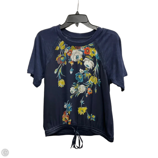 Top Short Sleeve By Anthropologie In Navy, Size: S