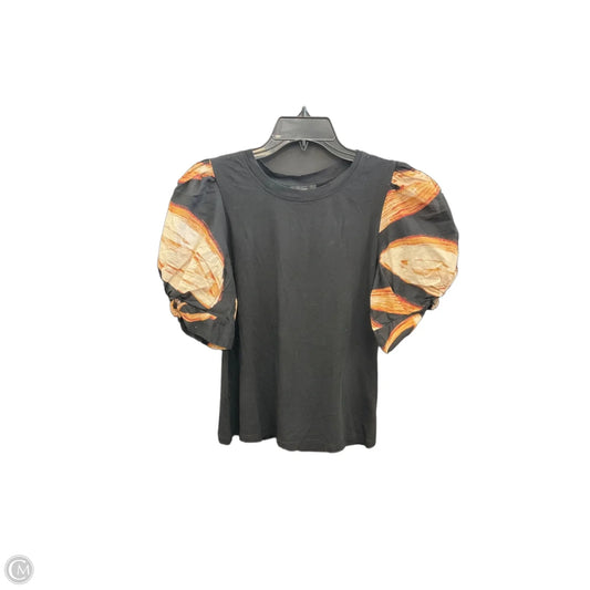 Top Short Sleeve By Dkny In Black & Brown, Size: M