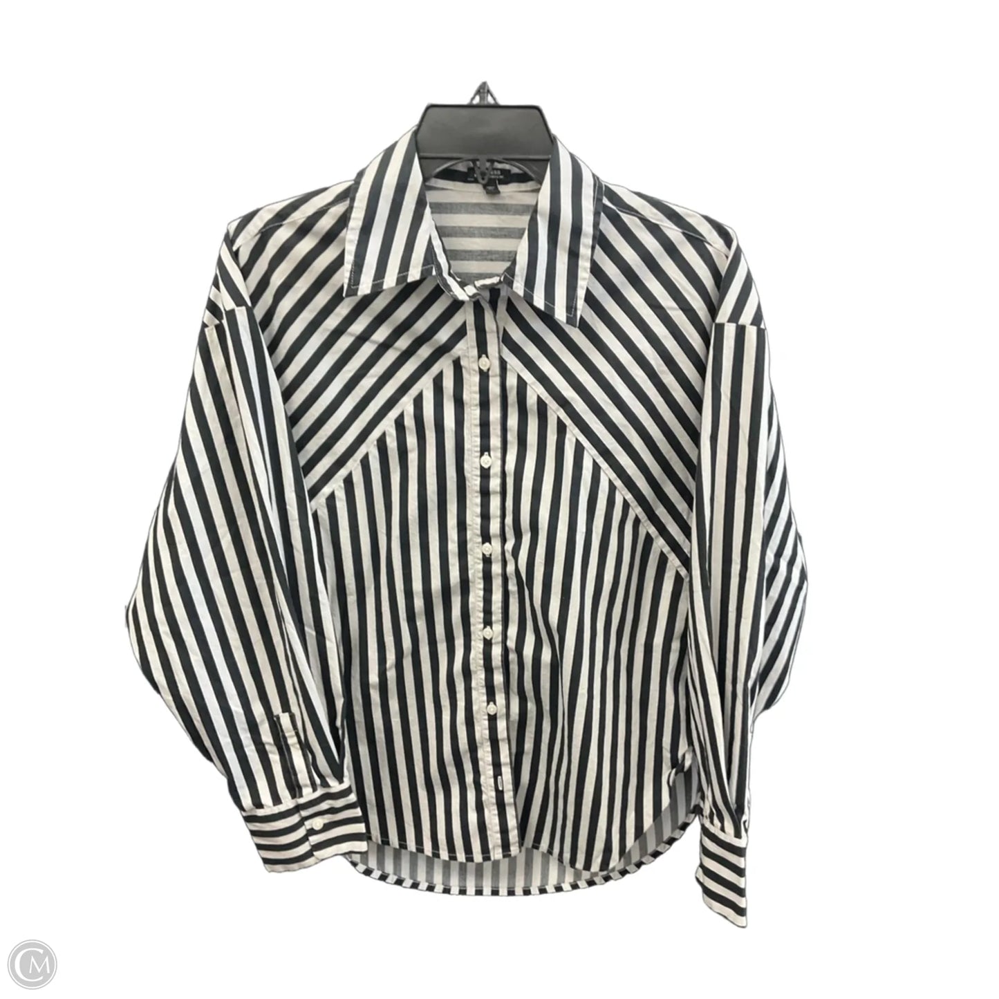 Blouse Long Sleeve By Express In Striped Pattern, Size: S