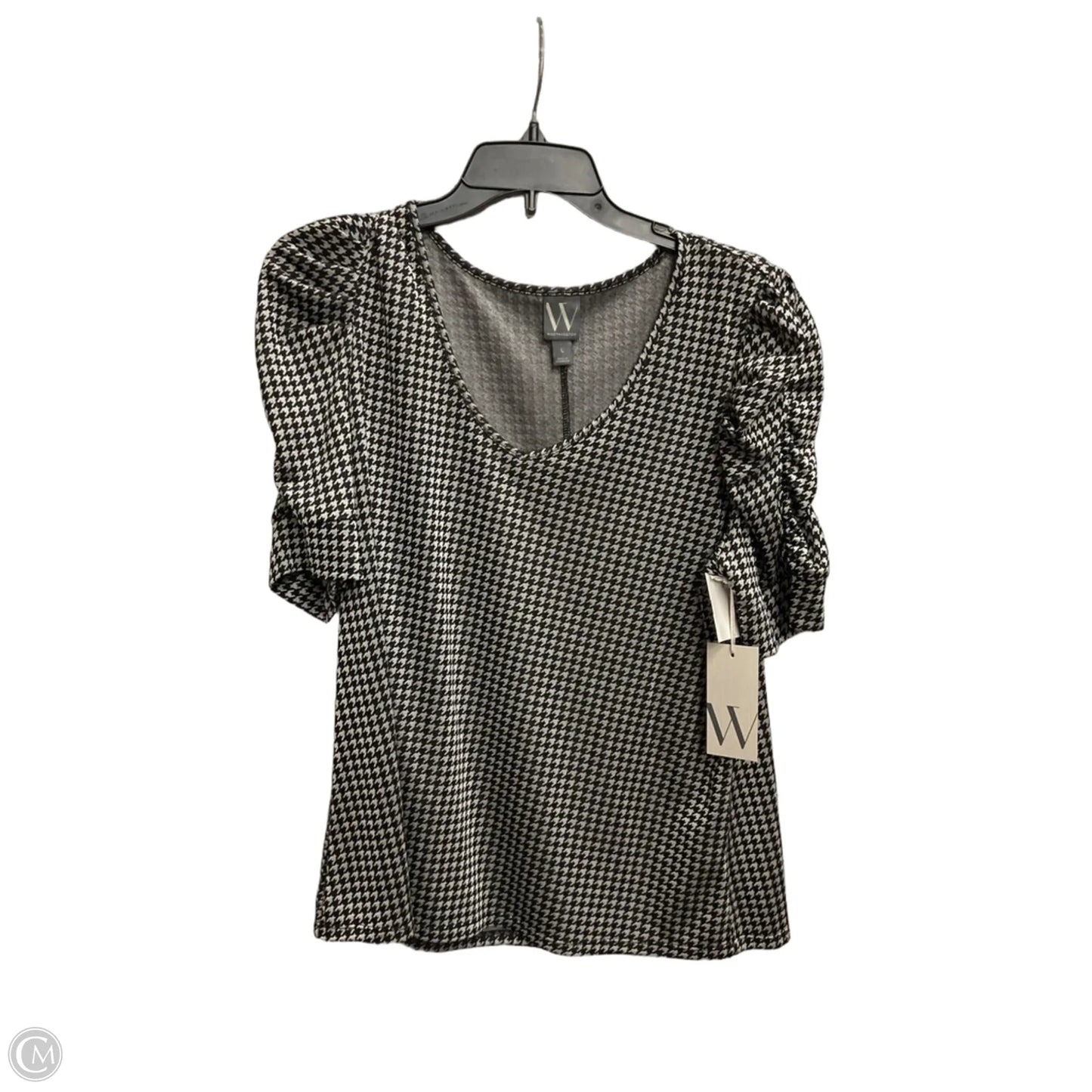 Top Short Sleeve By Worthington In Black & Grey, Size: L