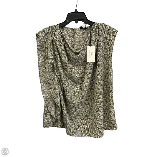 Top Short Sleeve Designer By Halston In Green & Tan, Size: Xl