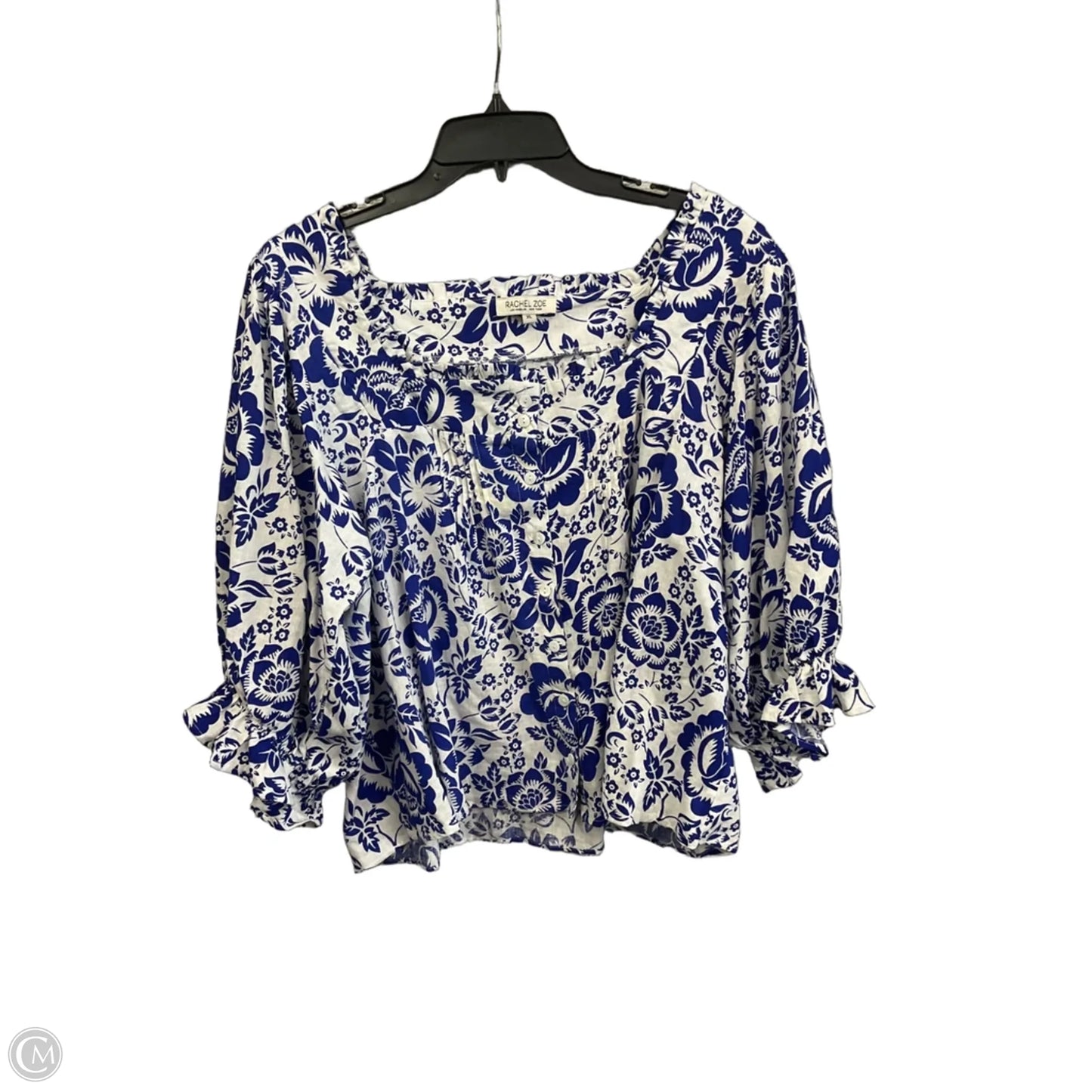 Top Short Sleeve By Rachel Zoe In Blue & White, Size: Xl
