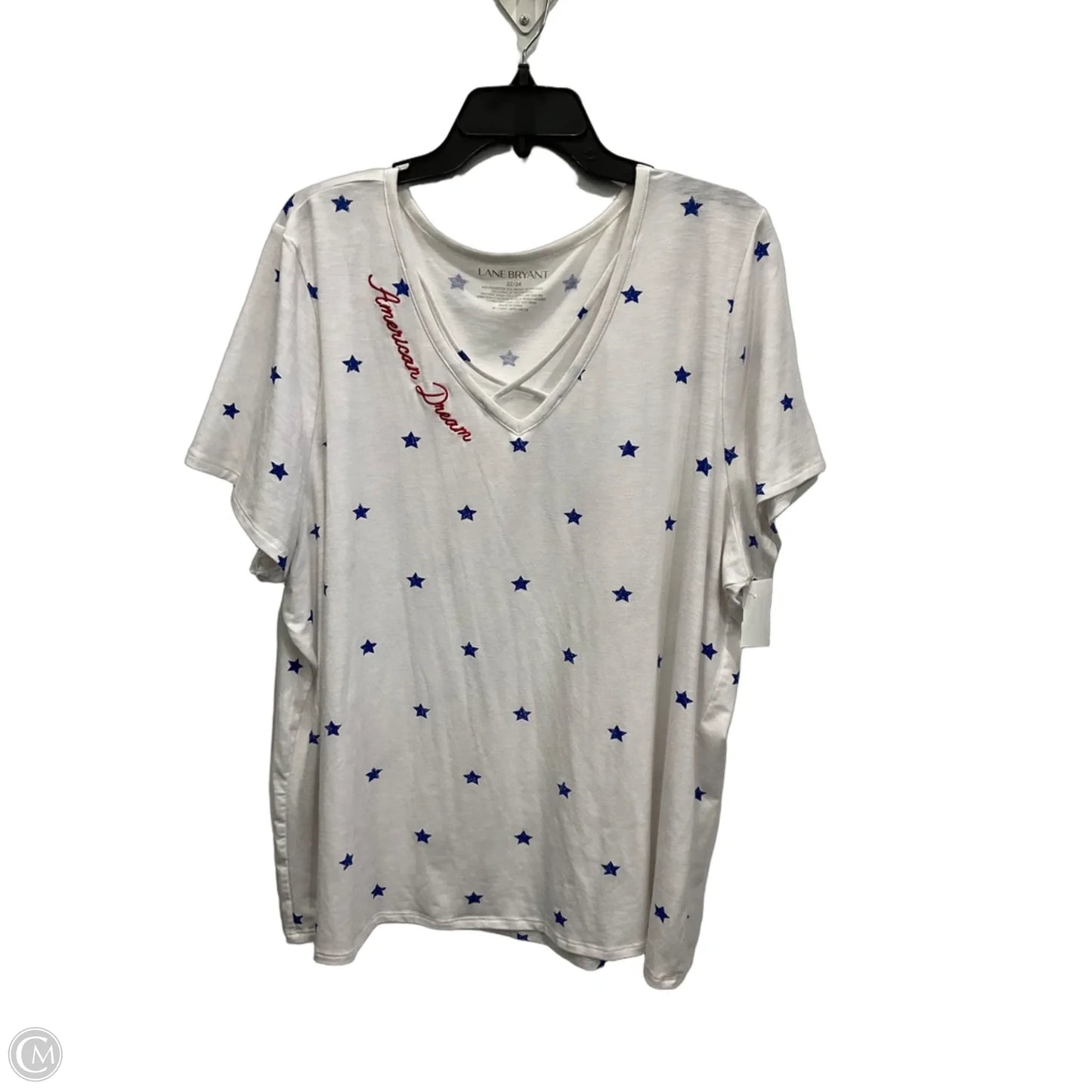 Top Short Sleeve By Lane Bryant In Blue Red & White, Size: 3x
