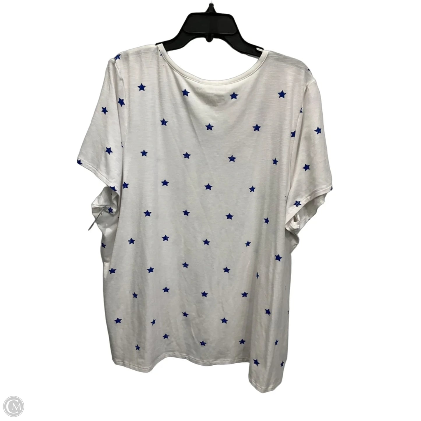 Top Short Sleeve By Lane Bryant In Blue Red & White, Size: 3x