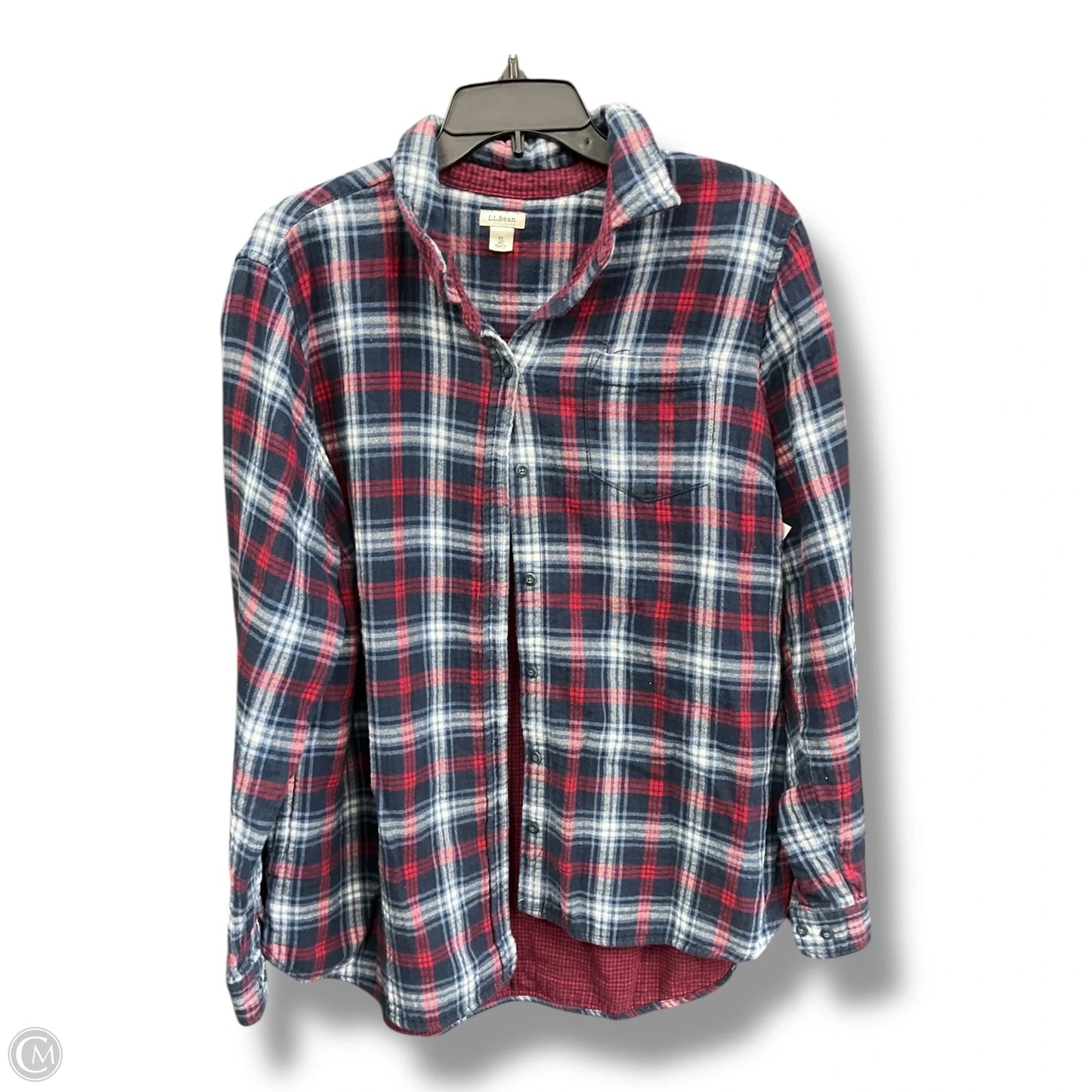 Blouse Long Sleeve By L.l. Bean In Plaid Pattern, Size: Xl