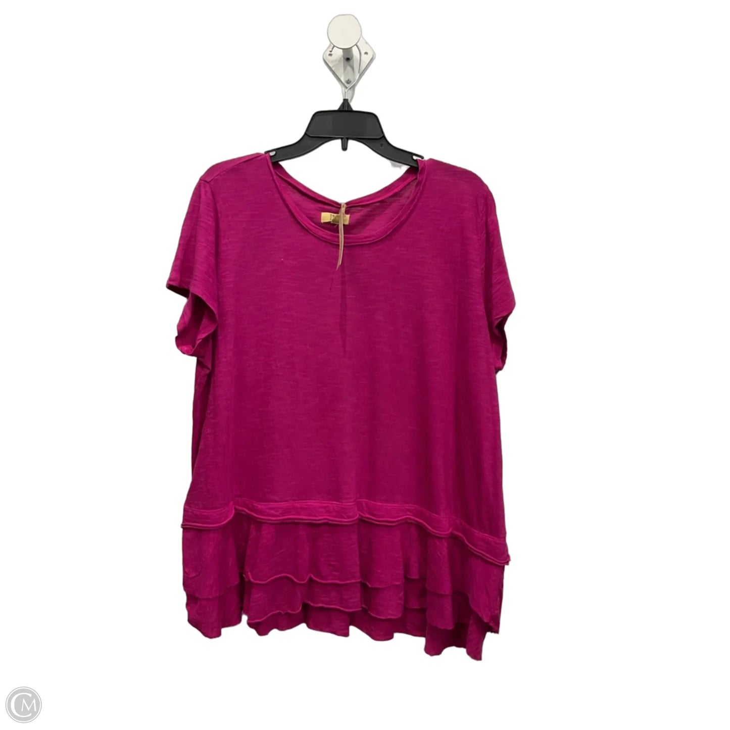 Top Short Sleeve Basic By True Craft In Pink, Size: 1x