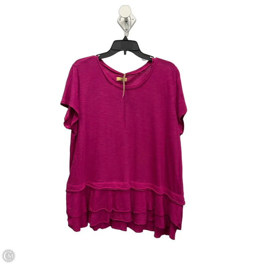 Top Short Sleeve Basic By True Craft In Pink, Size: 1x