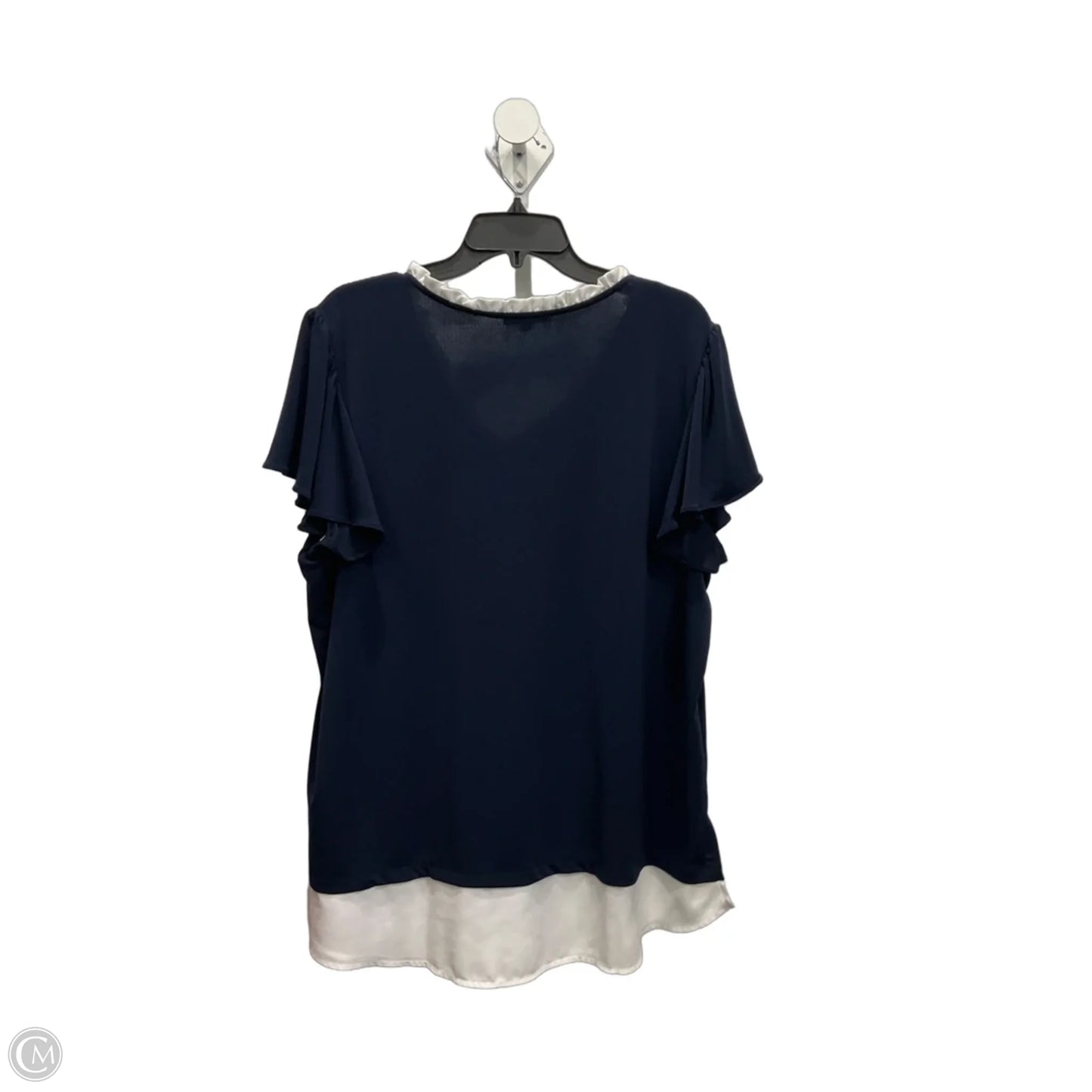 Top Short Sleeve By Adrianna Papell In Navy, Size: 1x