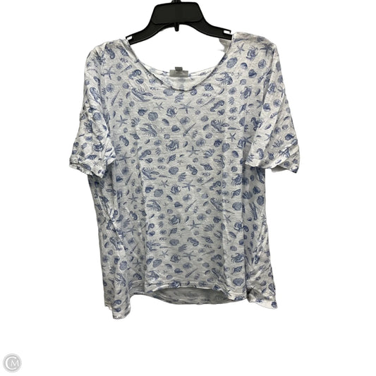 Top Short Sleeve By J. Jill In Blue & White, Size: L