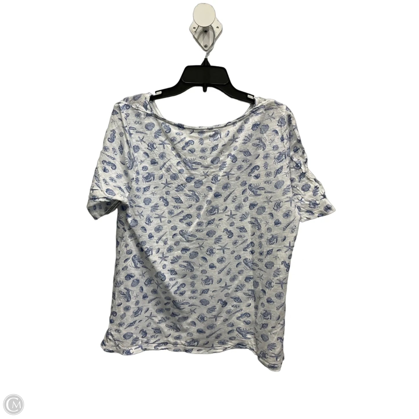 Top Short Sleeve By J. Jill In Blue & White, Size: L
