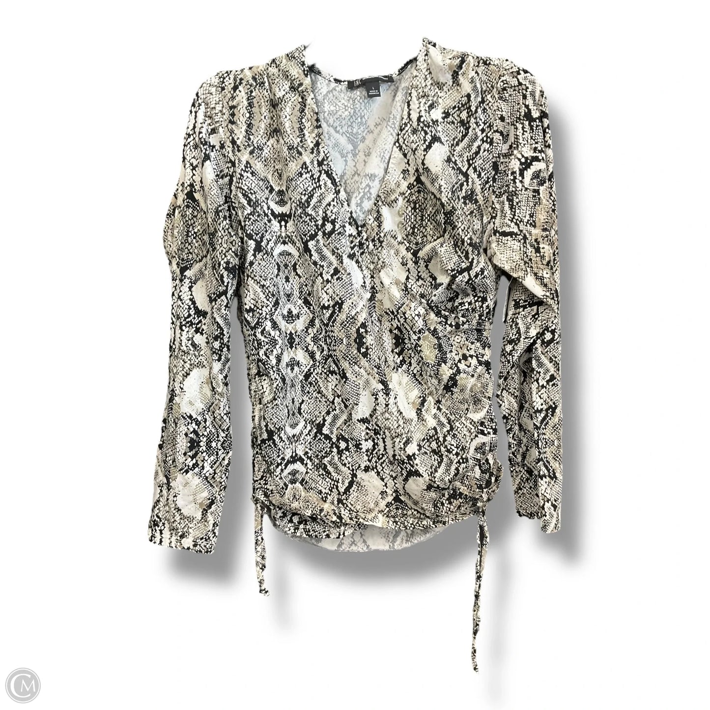 Top Long Sleeve By Inc In Snakeskin Print, Size: L