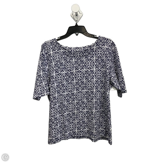 Top Short Sleeve By Talbots In Blue & White, Size: Xlp