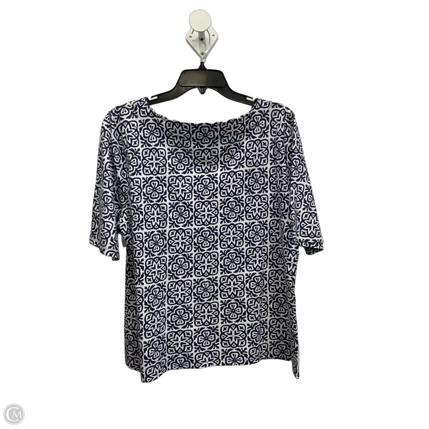Top Short Sleeve By Talbots In Blue & White, Size: Xlp