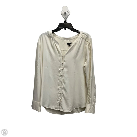 Blouse Long Sleeve By Ann Taylor In Cream, Size: L
