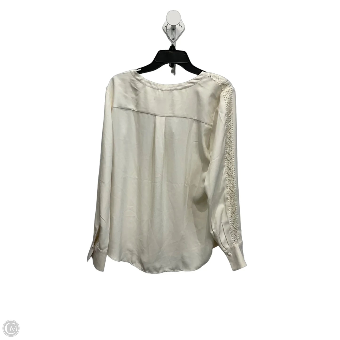 Blouse Long Sleeve By Ann Taylor In Cream, Size: L