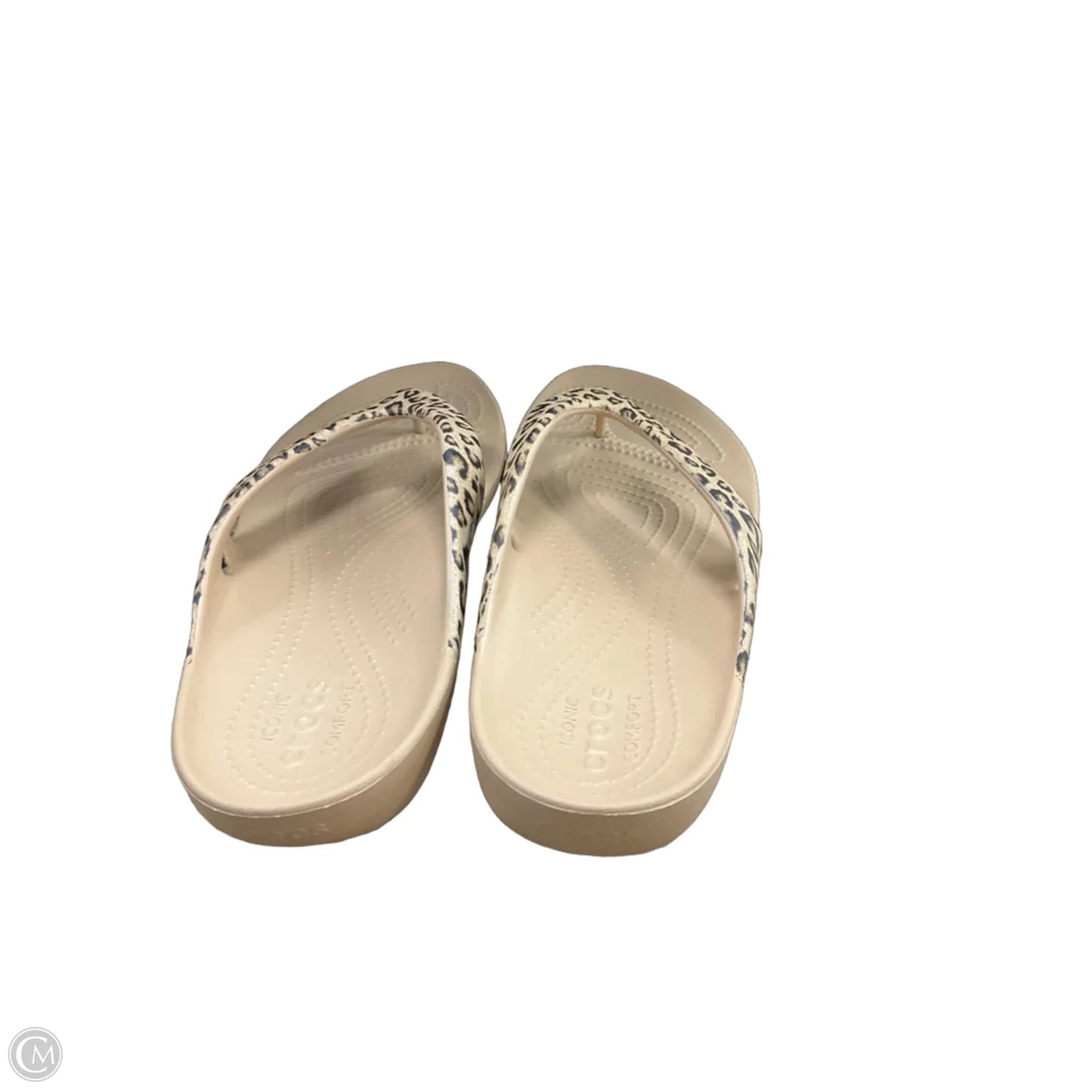 Sandals Flip Flops By Crocs In Animal Print, Size: 9