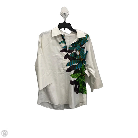 Top 3/4 Sleeve By Akris In White, Size: M