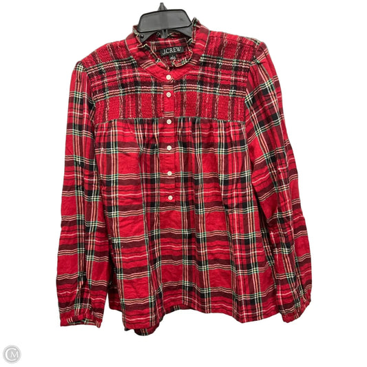 Top Long Sleeve By J. Crew In Plaid Pattern, Size: L