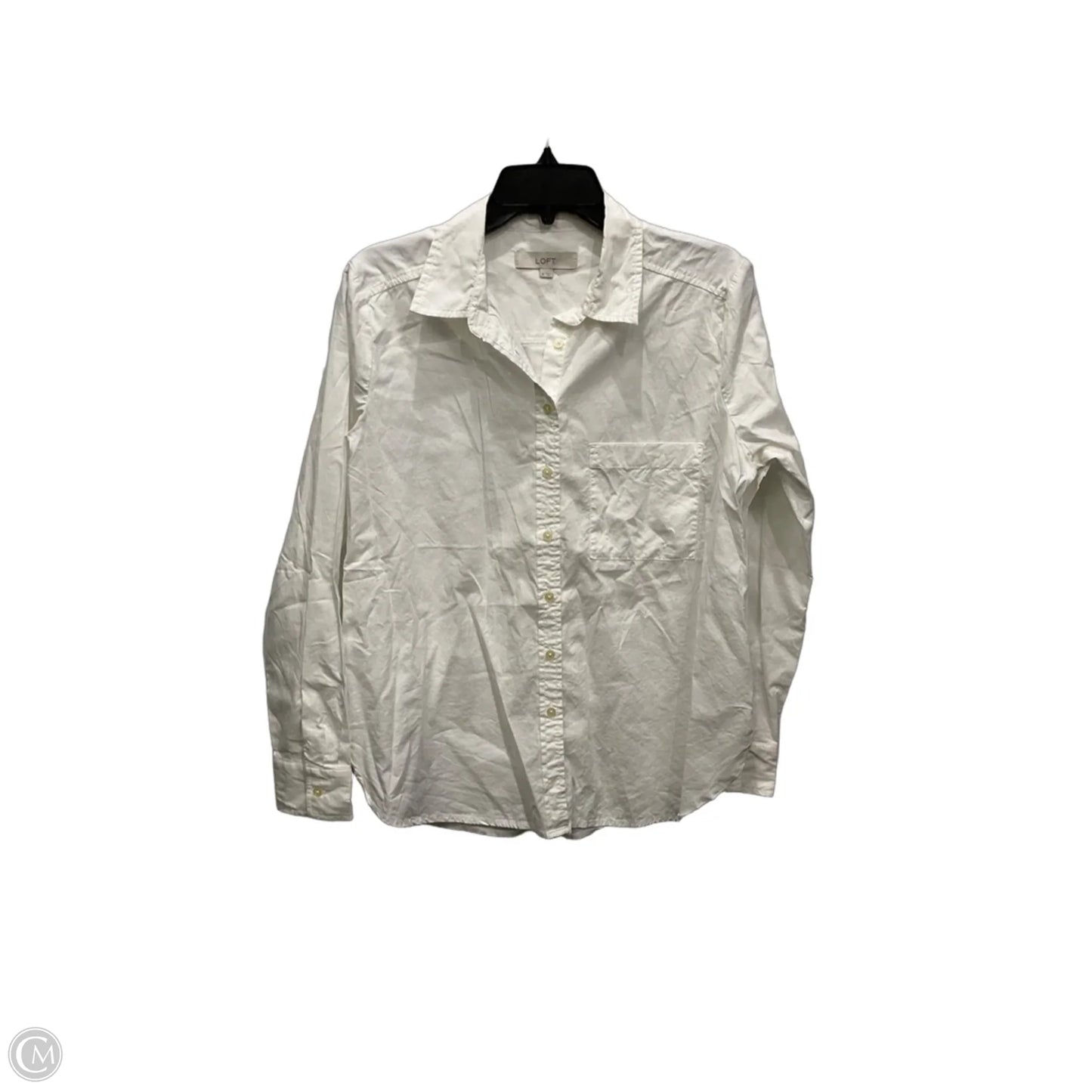 Blouse Long Sleeve By Loft In White, Size: M