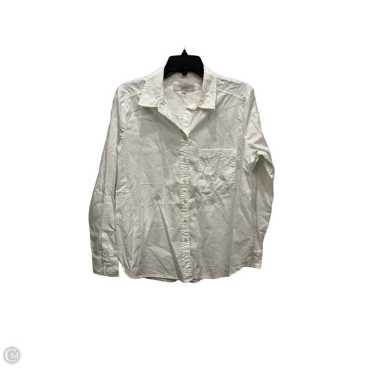 Blouse Long Sleeve By Loft In White, Size: M
