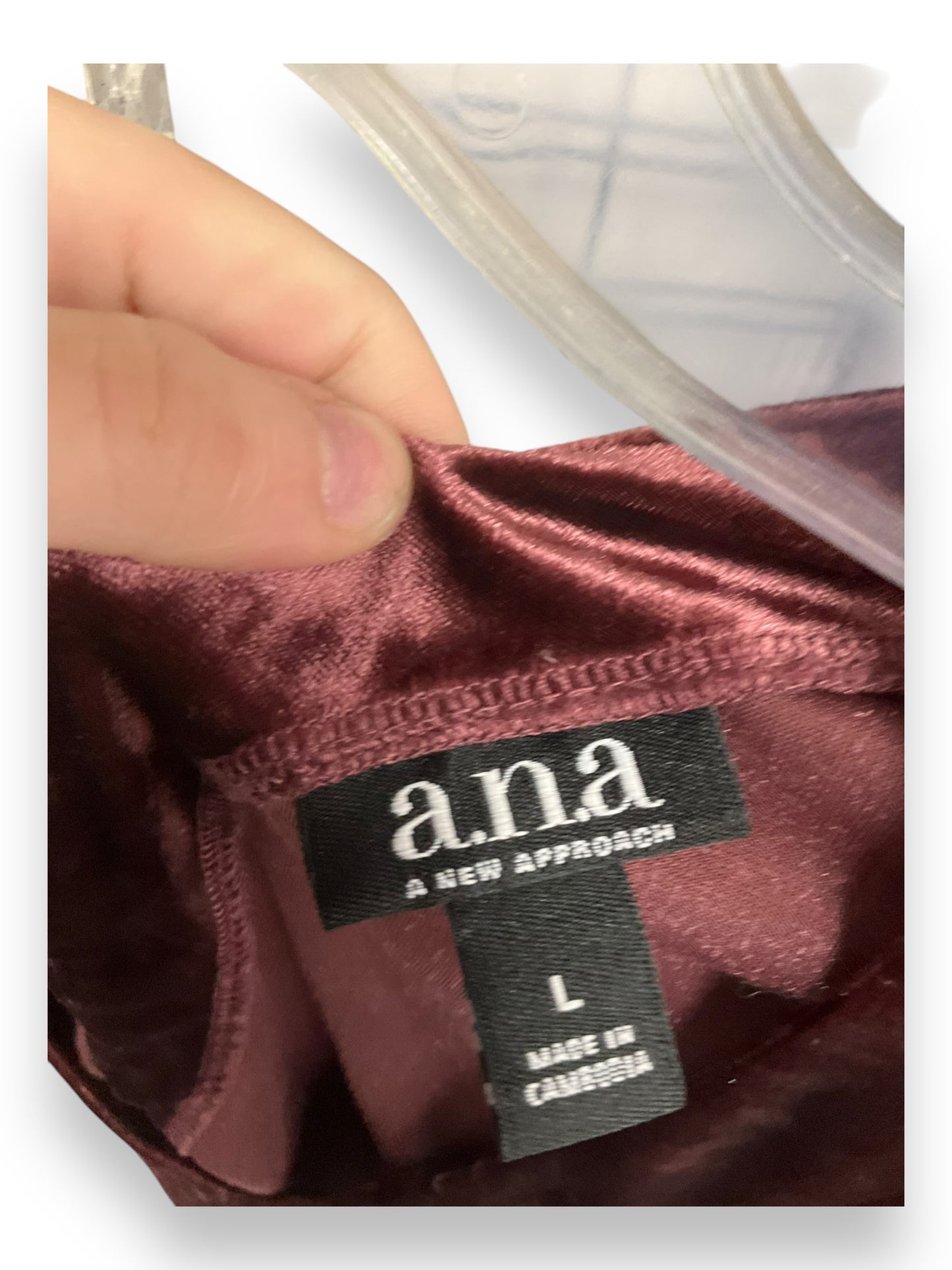 Top Long Sleeve By Ana In Burgundy, Size: L