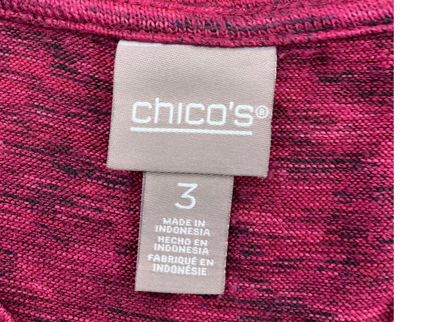 Top Long Sleeve By Chicos In Burgundy, Size: Xl