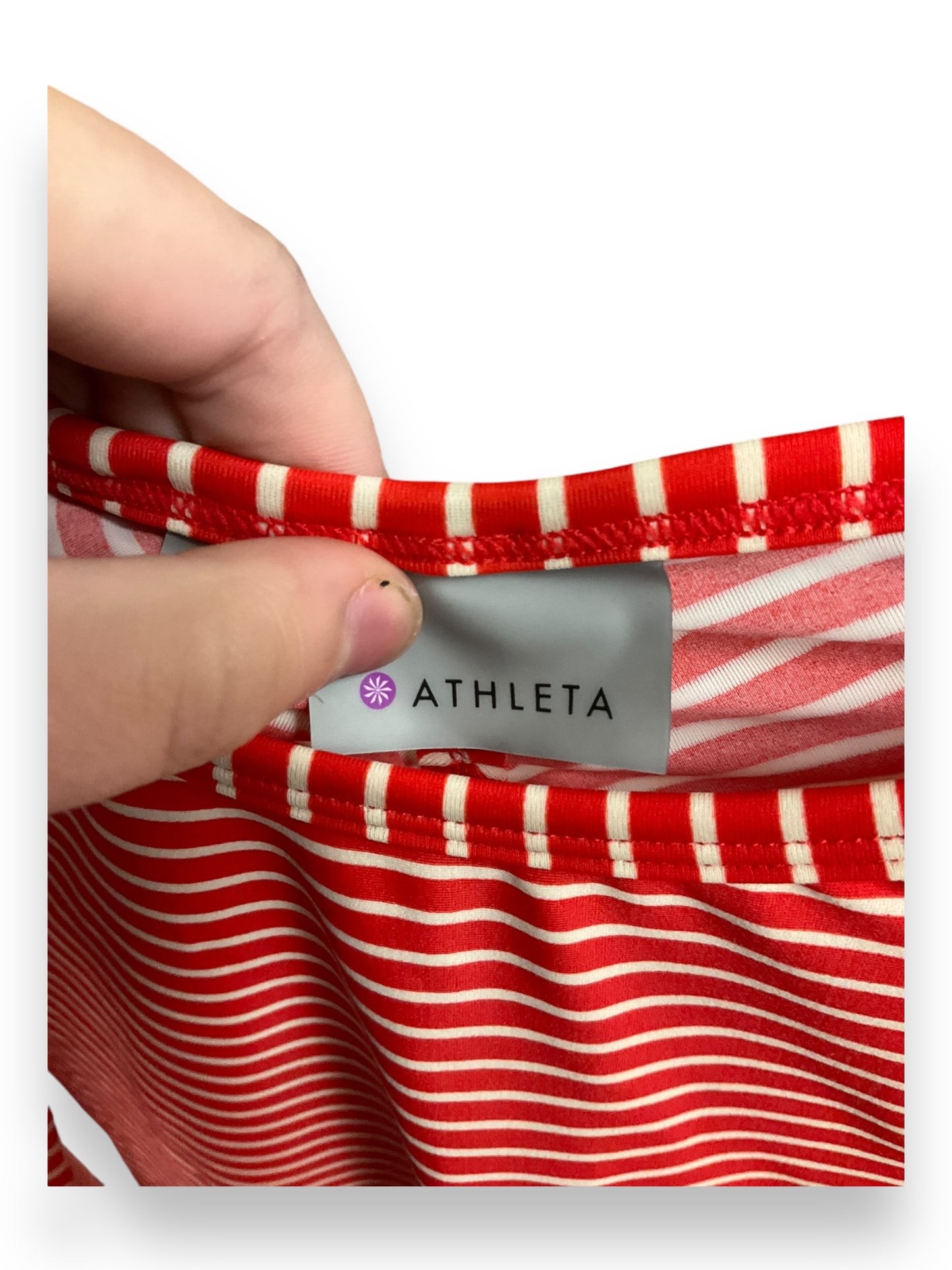 Athletic Top Long Sleeve Collar By Athleta In Striped, Size: S