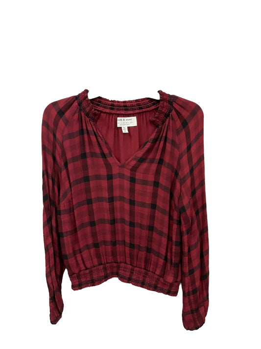 Top Long Sleeve By Cloth And Stone In Plaid, Size: Medium