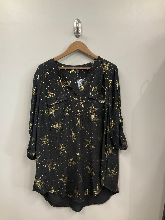 Black & Gold Top 3/4 Sleeve Torrid, Size 2x