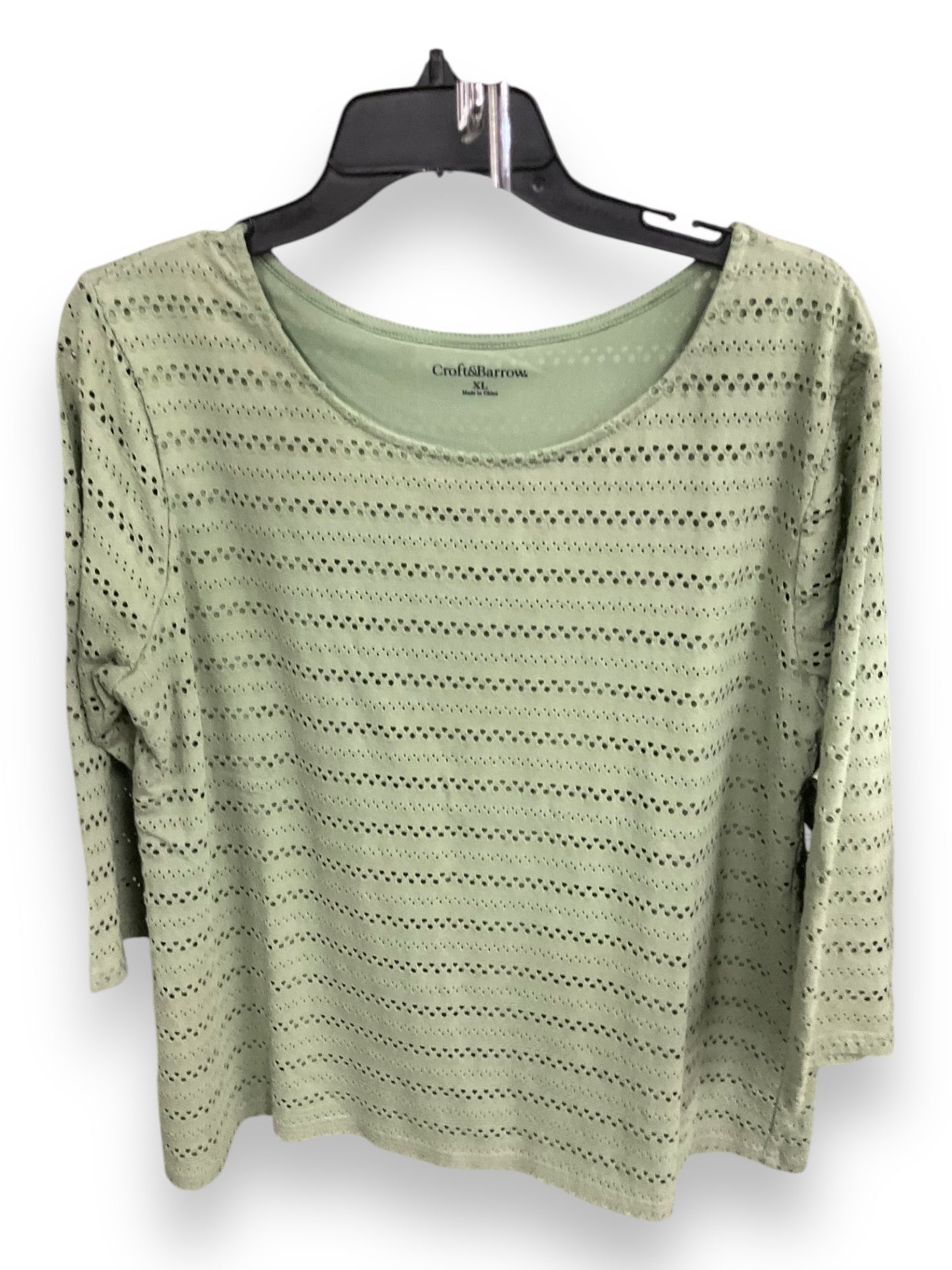 Top 3/4 Sleeve By Croft And Barrow In Green, Size: Xl