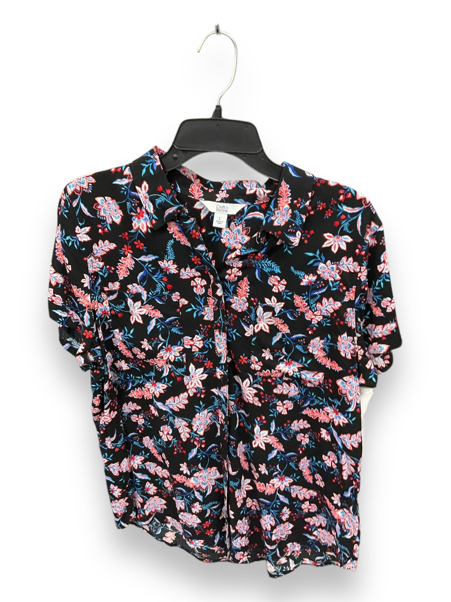 Blouse Short Sleeve By Croft And Barrow In Multi-colored, Size: L