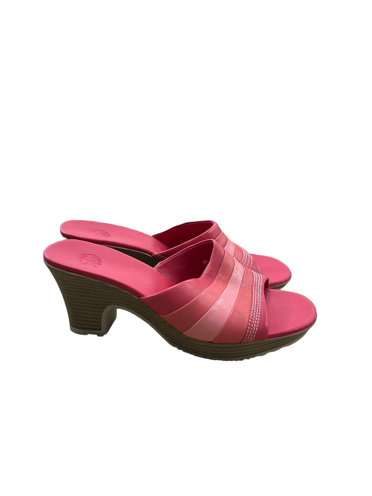 Pink Sandals Heels Block Timberland, Size 9