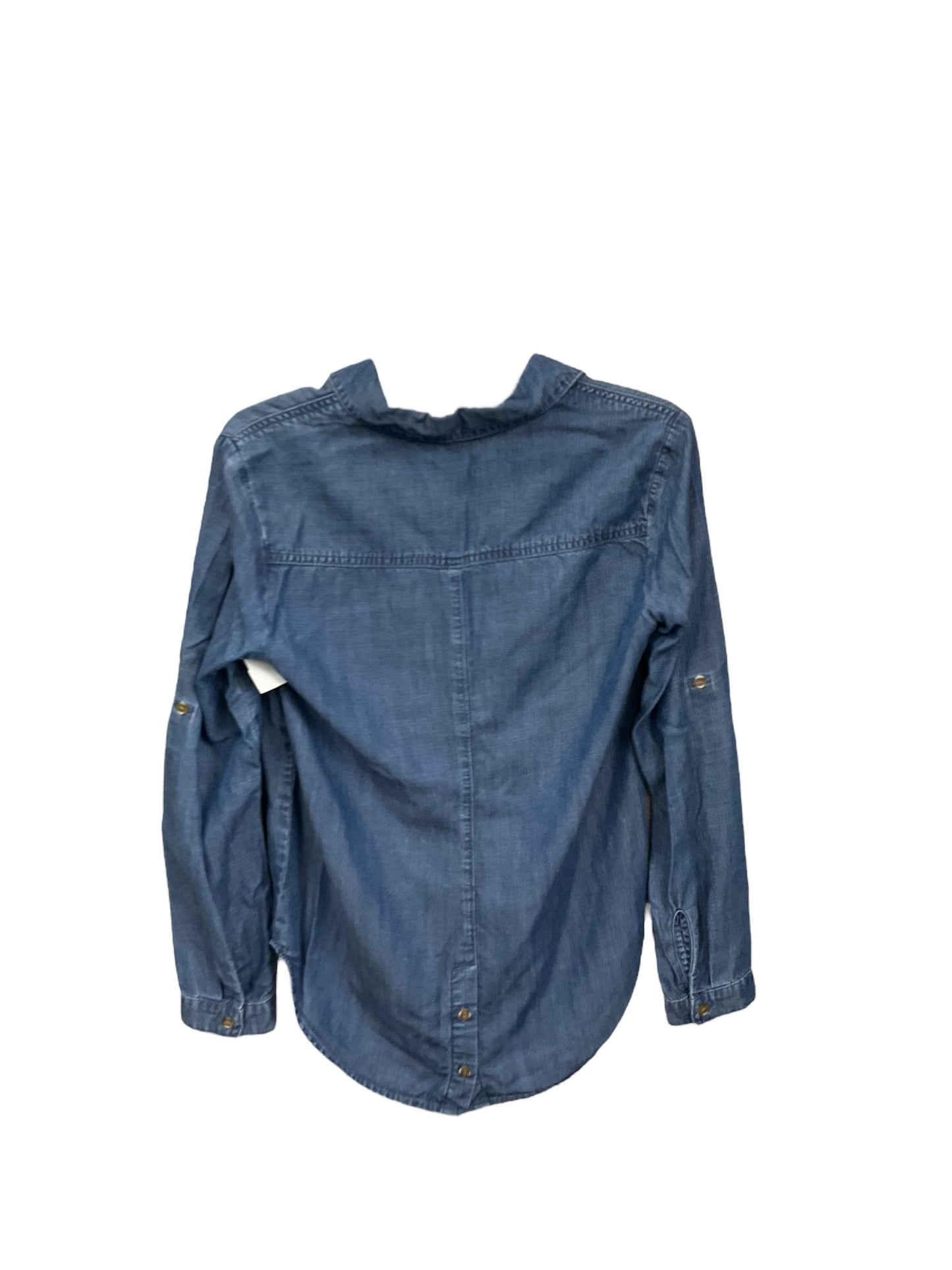 Blouse Long Sleeve By Cloth & Stone In Blue Denim, Size: Xs