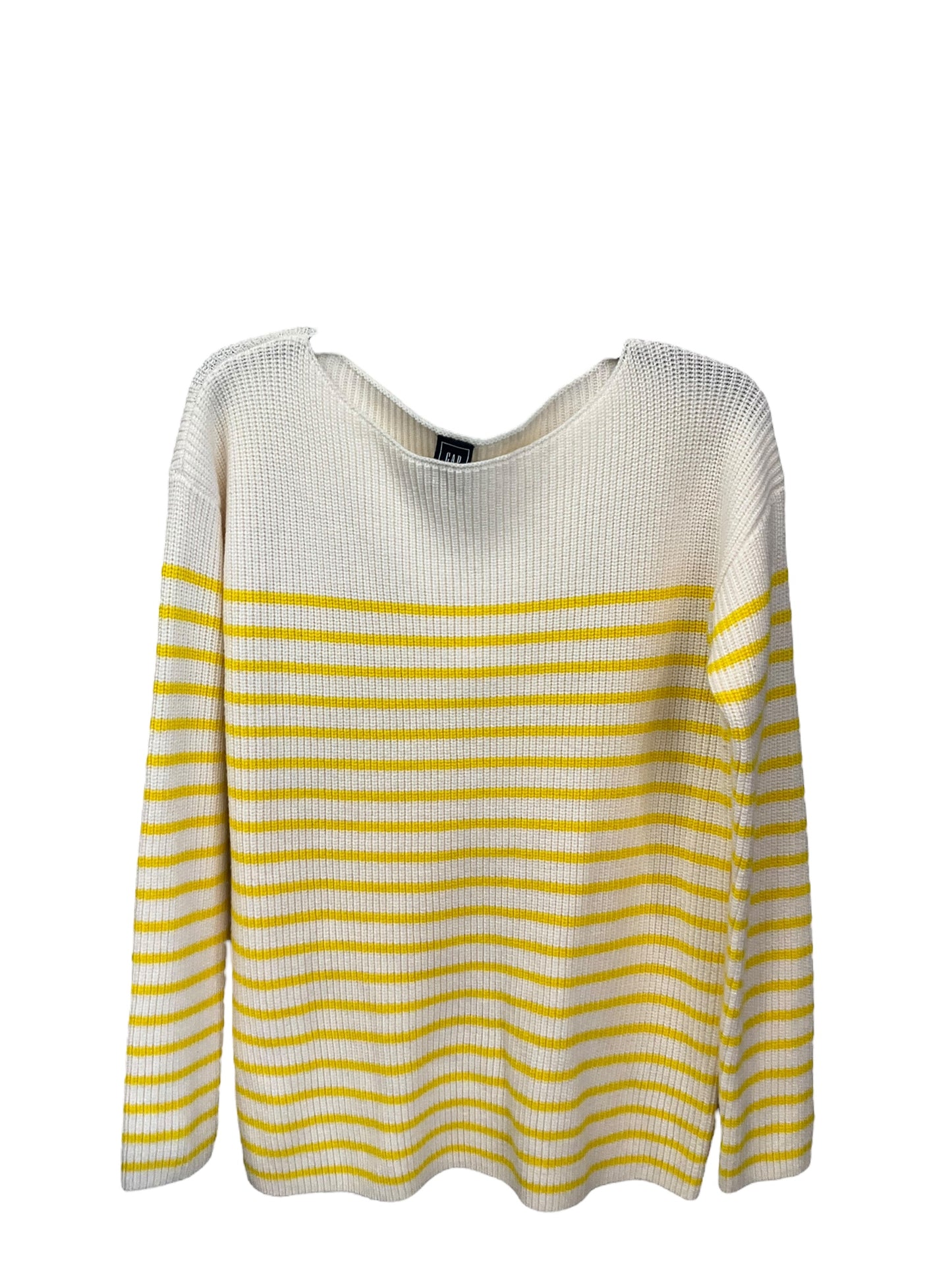 Sweater By Gap In White & Yellow, Size: L