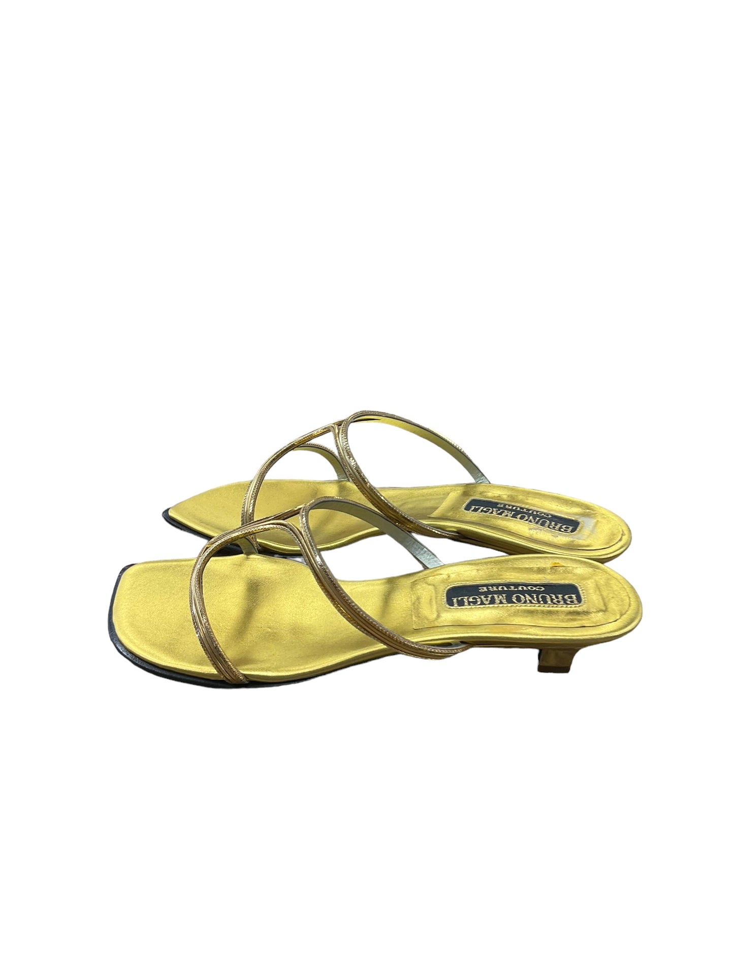 Sandals Designer By Bruno Magli Shoes In Gold, Size: 6.5