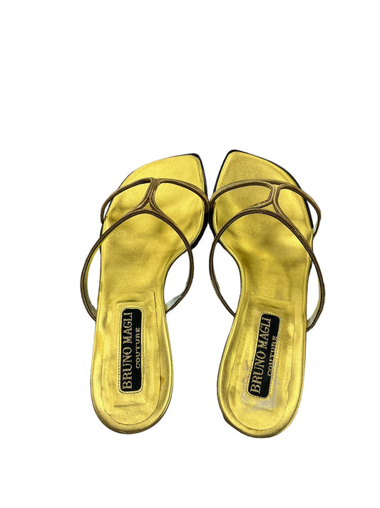 Sandals Designer By Bruno Magli Shoes In Gold, Size: 6.5