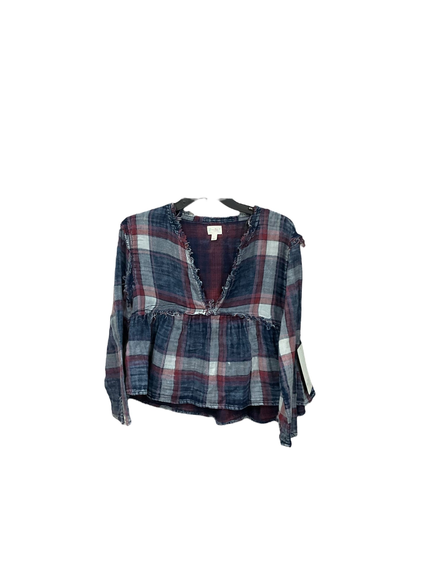 Top Long Sleeve By Love Fire In Plaid Pattern, Size: S