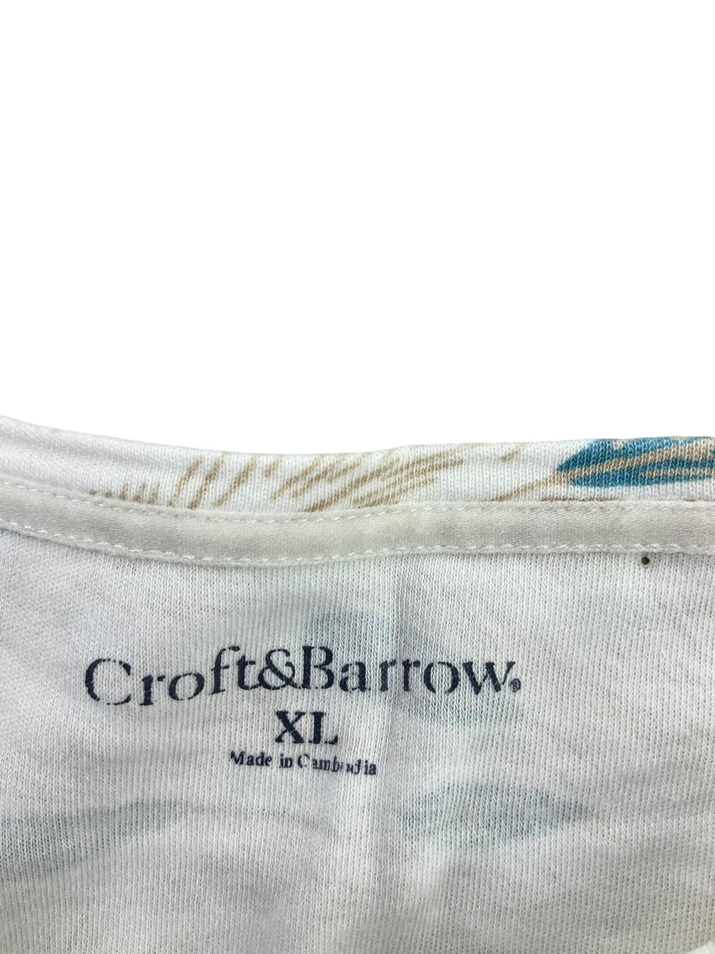 Top Long Sleeve By Croft And Barrow In Tan & White, Size: Xl