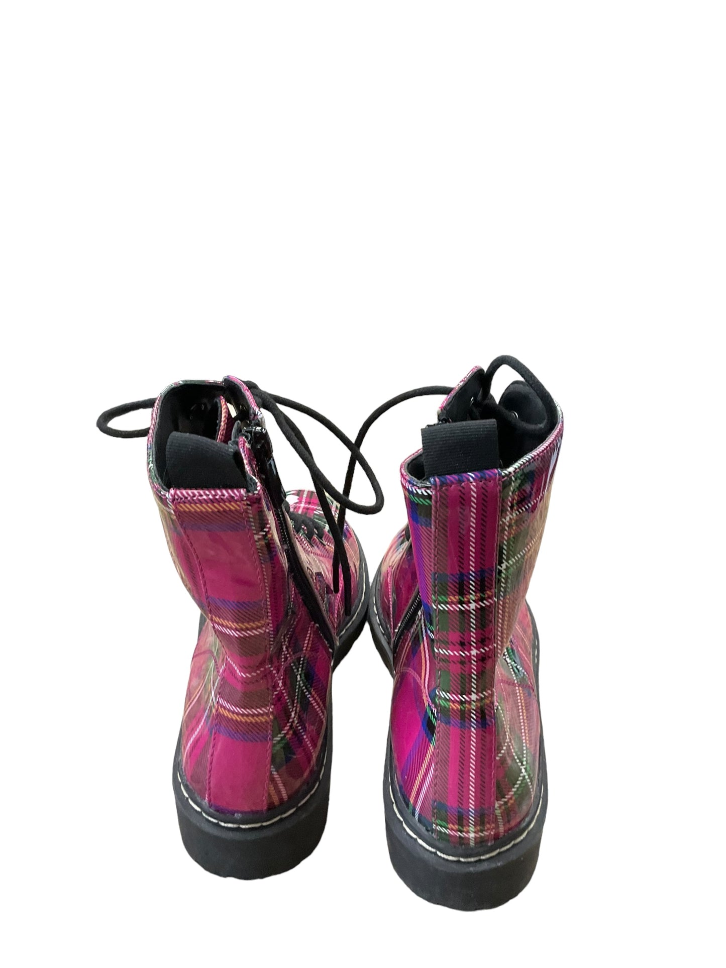 Boots Combat By Betsey Johnson In Plaid Pattern, Size: 6.5