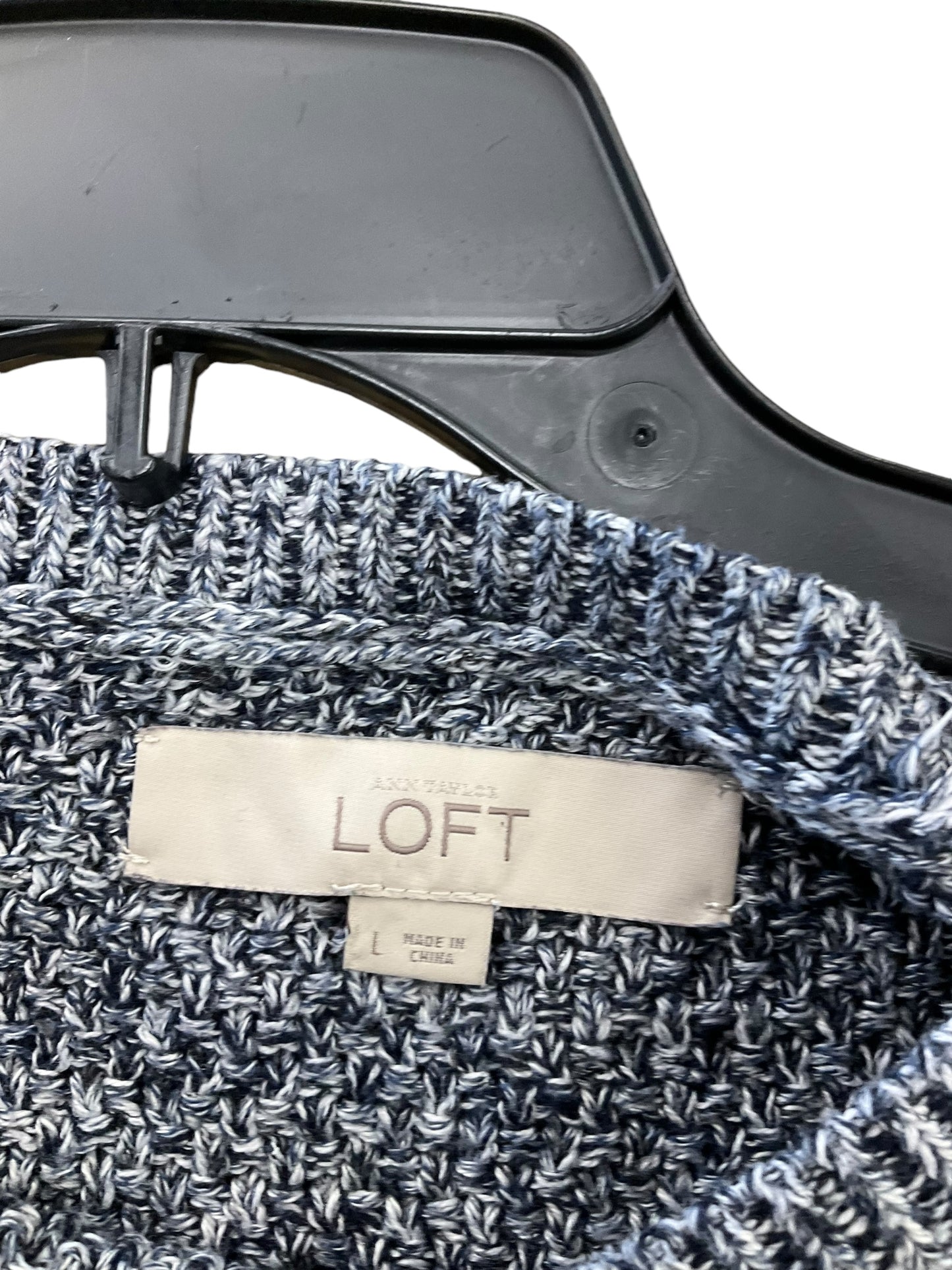 Sweater By Loft In Blue & White, Size: L