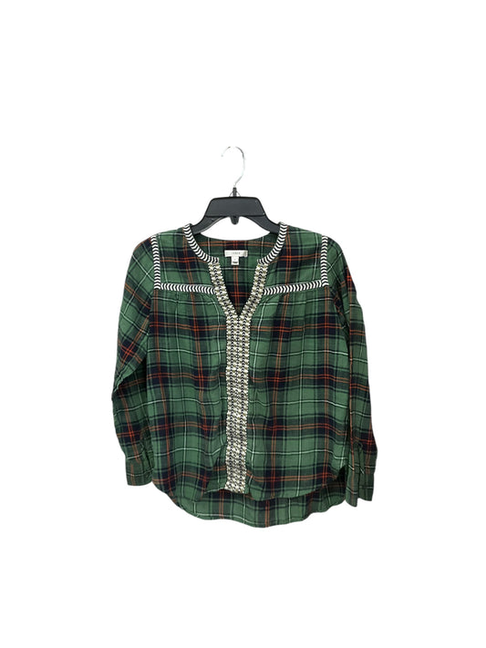 Top Long Sleeve By J. Crew In Plaid Pattern, Size: Xs