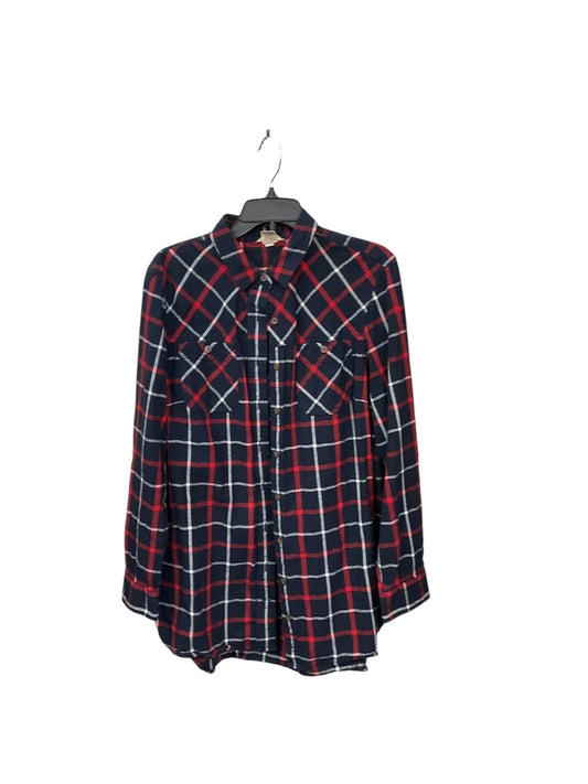 Blouse Long Sleeve By Duluth Trading In Plaid Pattern, Size: L