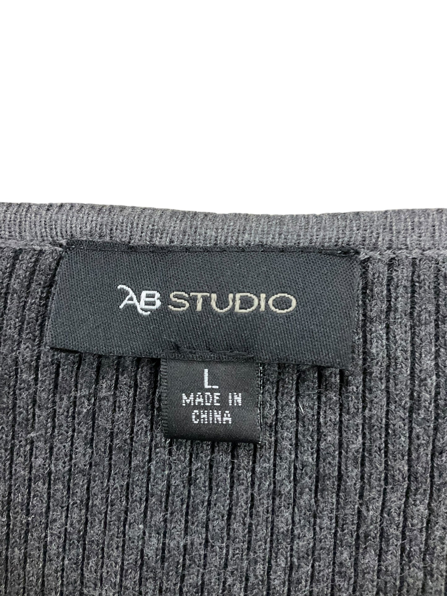 Sweater By Ab Studio In Black & Grey, Size: L