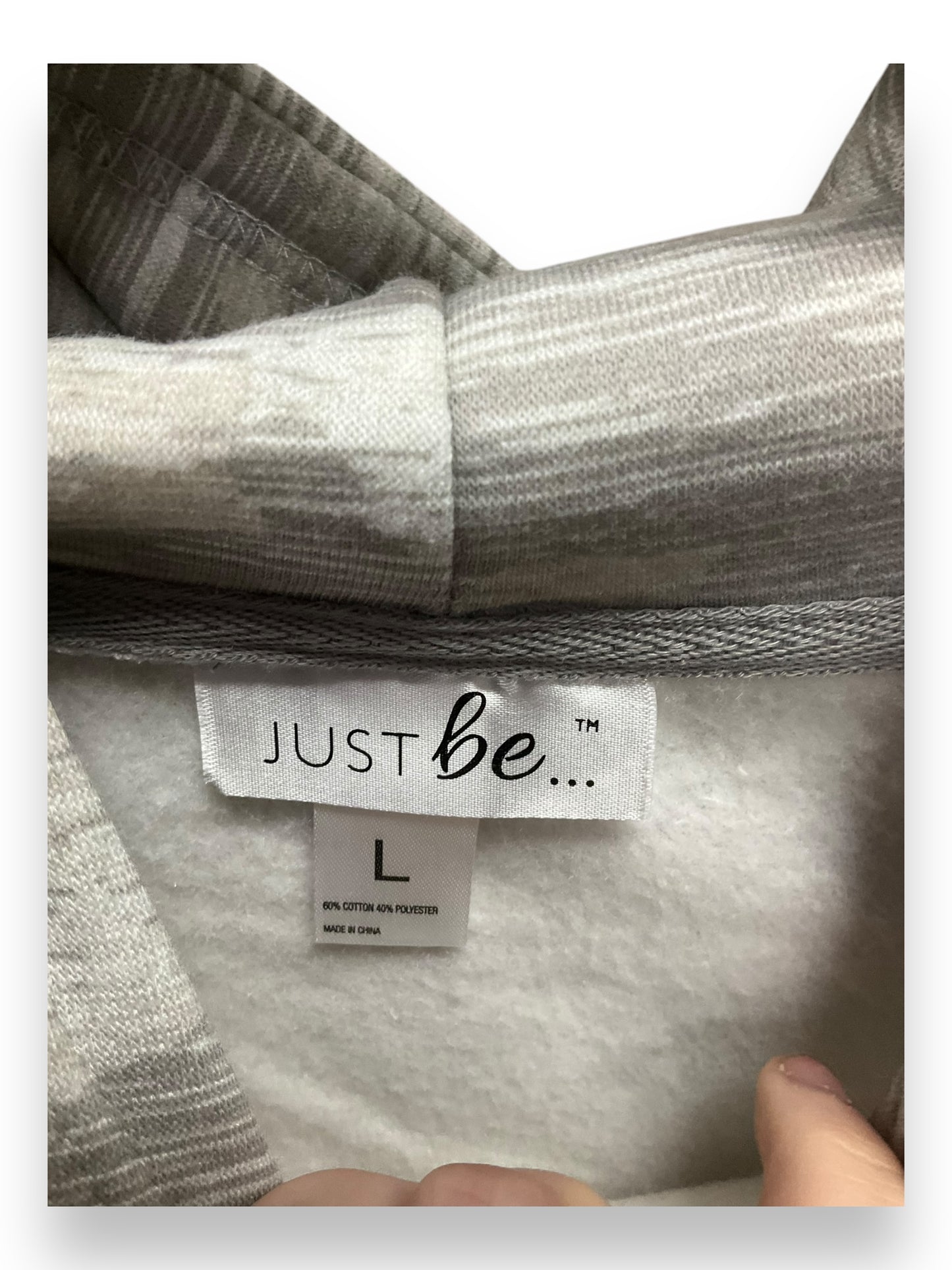 Sweatshirt Hoodie By Just Be In Grey, Size: L