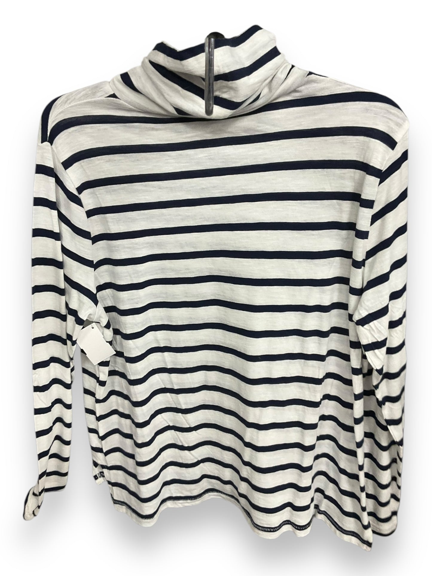 Top Long Sleeve By Madewell In Blue & White, Size: Xxl