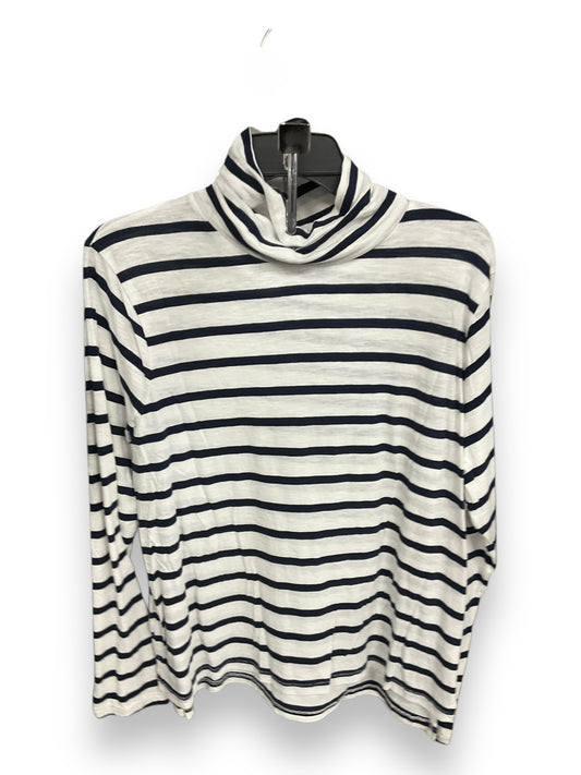 Top Long Sleeve By Madewell In Blue & White, Size: Xxl